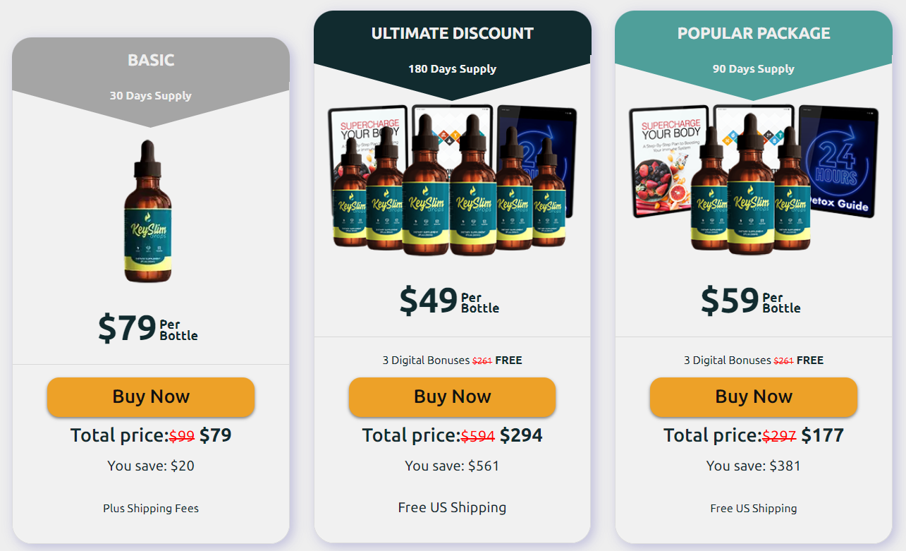 Keyslim Drops order page
